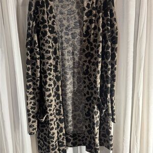 Stylish Leopard Print Open Cardigan- Y2K, vintage, high fashion